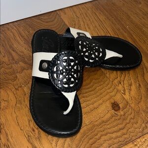 Brighton Alexa EmBlack and off White Women's Sandals size 6.5
